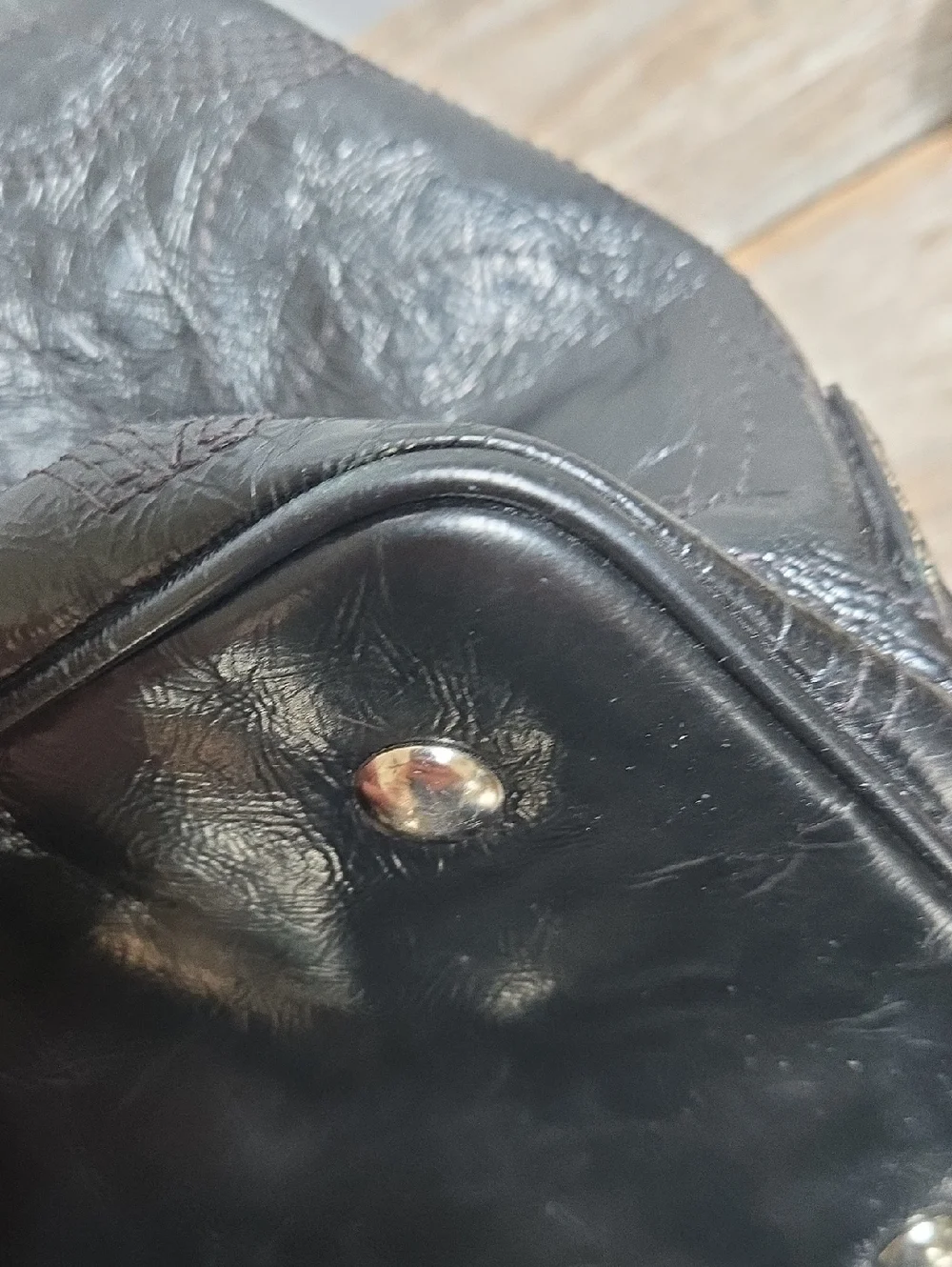 Coach Black Kiss Lock Leather Tote with Signature Medallion